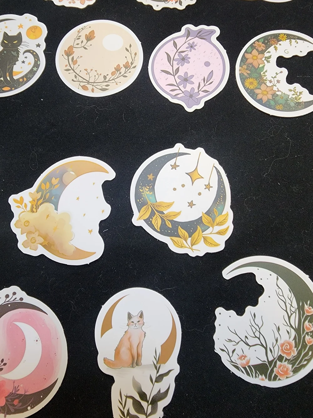 50 Celestial Cat & Moon Sticker Set